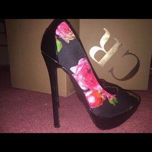 Flower Print High Heels